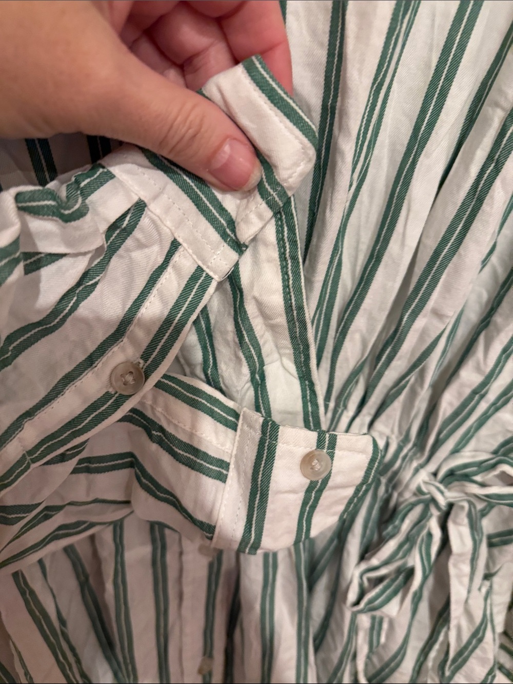 Universal Thread Green and White Striped Long-Sleeve Button-Front Maxi Dress - Picture 5 of 6